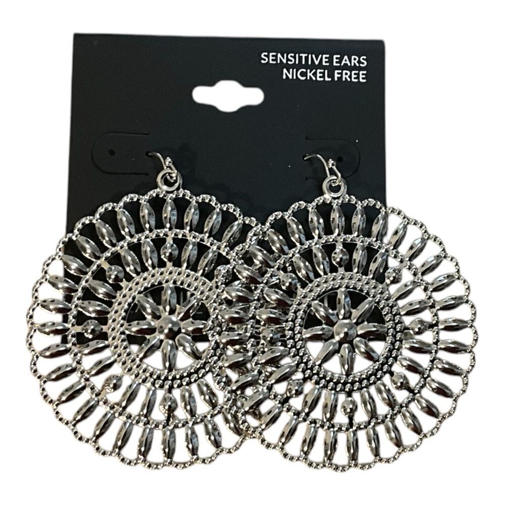 Silver tone hoop earrings NWT